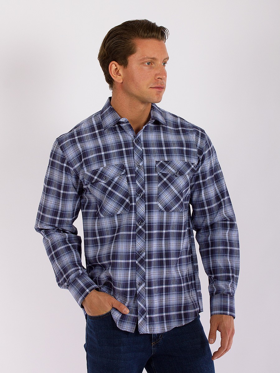 

Рубашка мужская PALMARY LEADING GD57001252 синяя 2XL, Синий, GD57001252