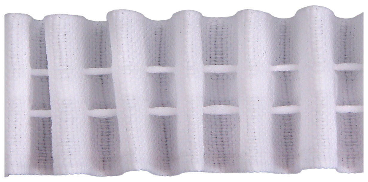 Тесьма шторная 10м, ширина 2,5см, 'Параллельная складка' (1 ряд петель, 2 шнура), белый