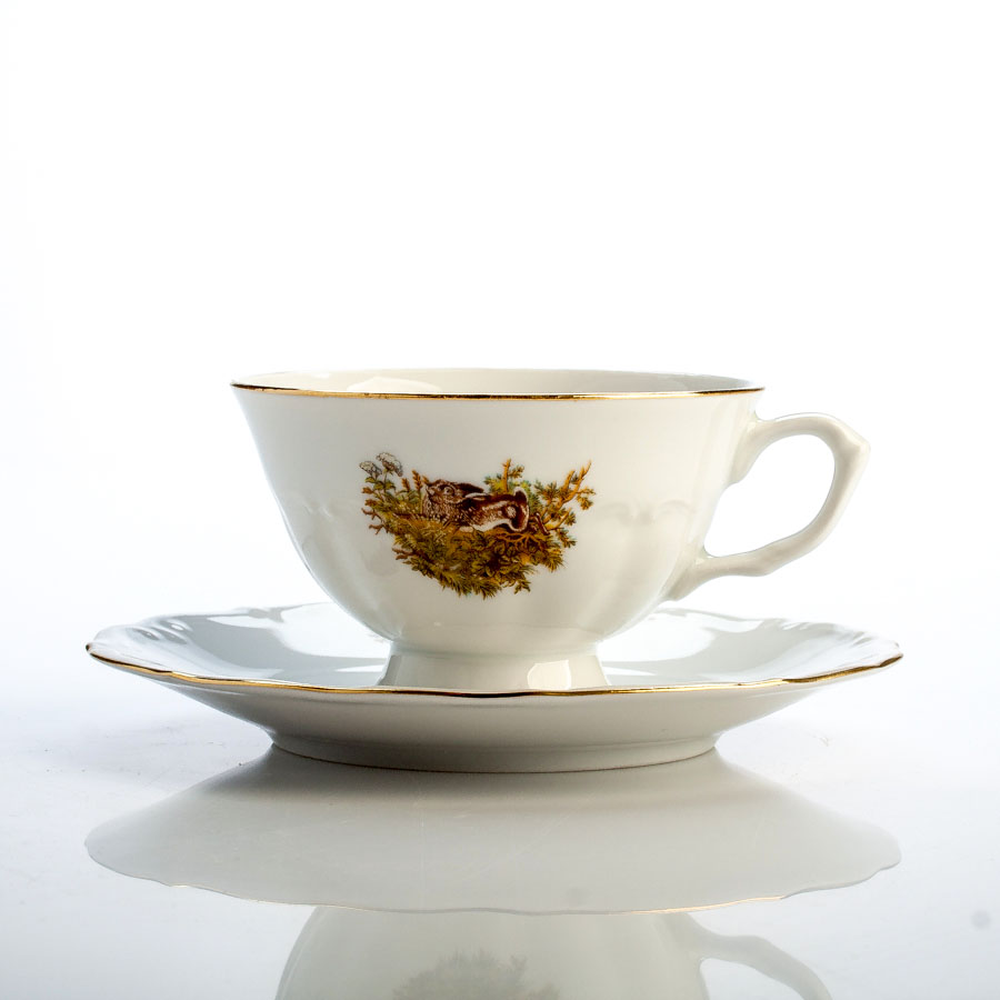 

Чайная пара Porcelaine Czech Gold Hands Охота 220 мл