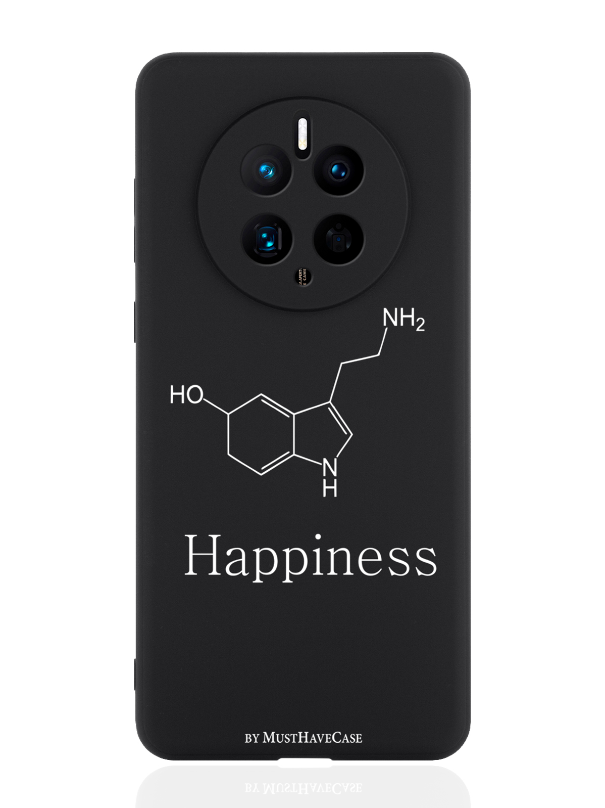 

Чехол для смартфона Huawei Mate 50 черный силиконовый Молекула счастья, Черный;белый
