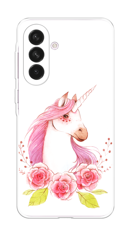 

Чехол на Samsung Galaxy A56 5G Единорог цветы, Белый;розовый;серый, 2110850-1