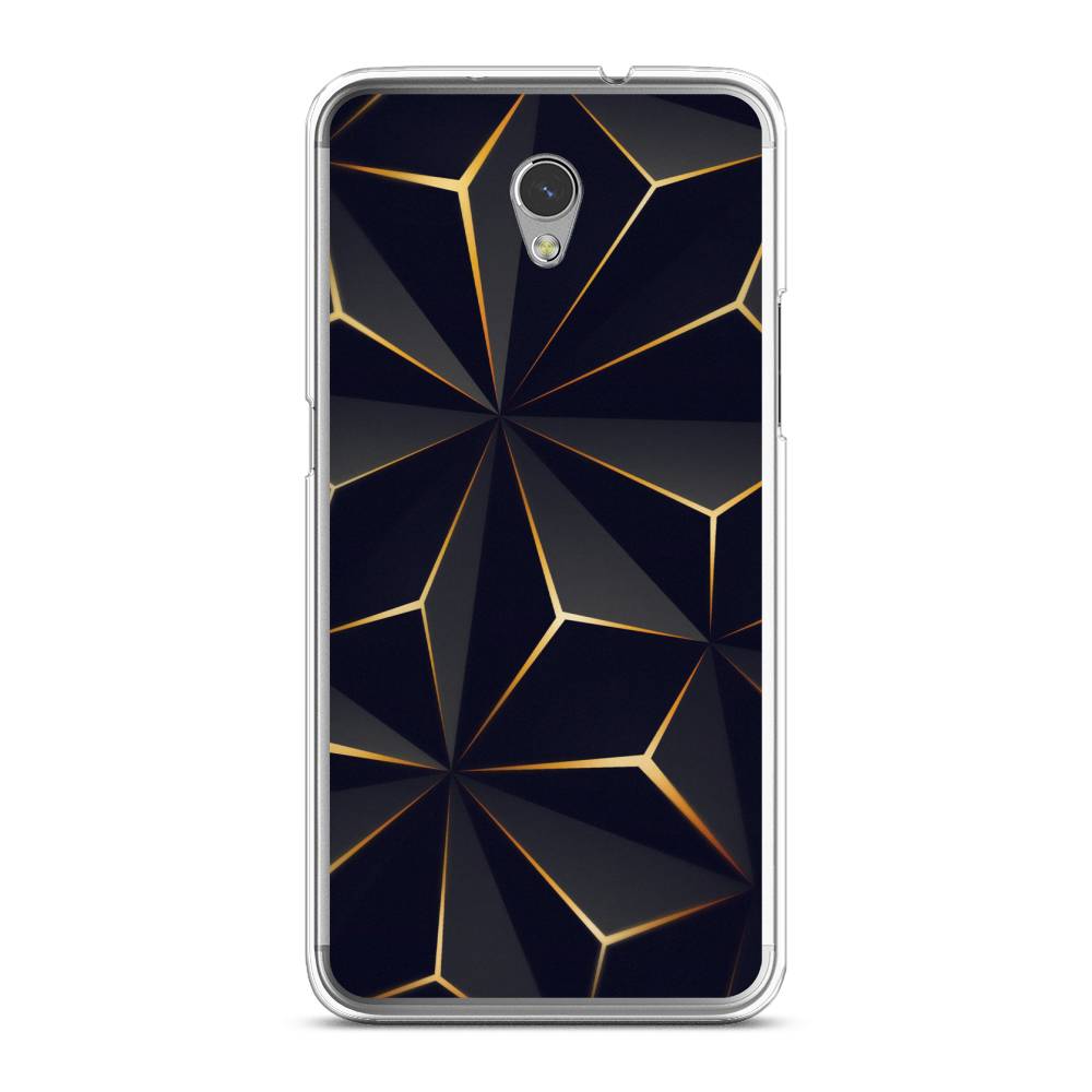 

Чехол на ZTE Blade V7 "Черные полигоны", Золотистый;черный, 131150-3