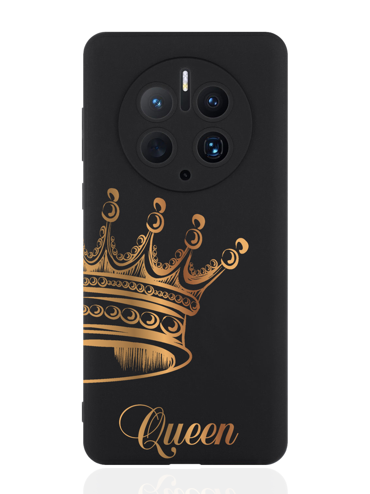 

Чехол для смартфона Huawei Mate 50 Pro черный силиконовый Парный чехол корона Queen