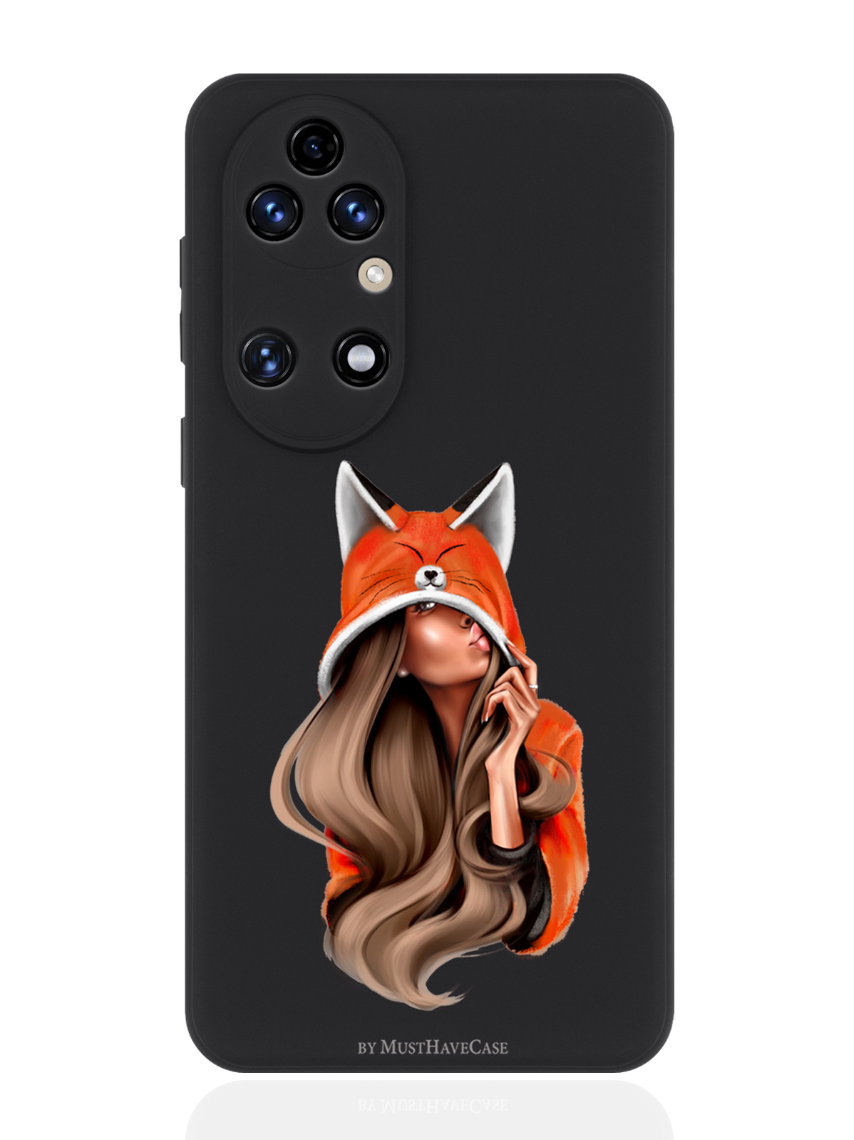 

Чехол для смартфона Huawei P50 черный силиконовый Foxy Girl/ Лисичка, Оранжевый;черный