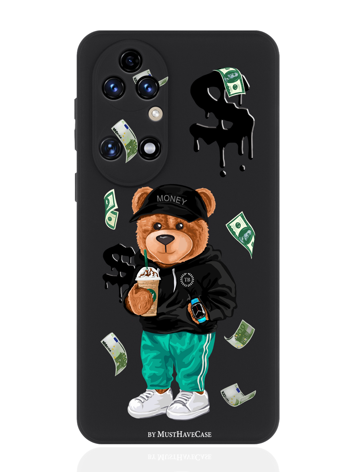 

Чехол для смартфона Huawei P50 черный силиконовый Tony Bear/ Мишка Тони, Черный;зеленый;коричневый