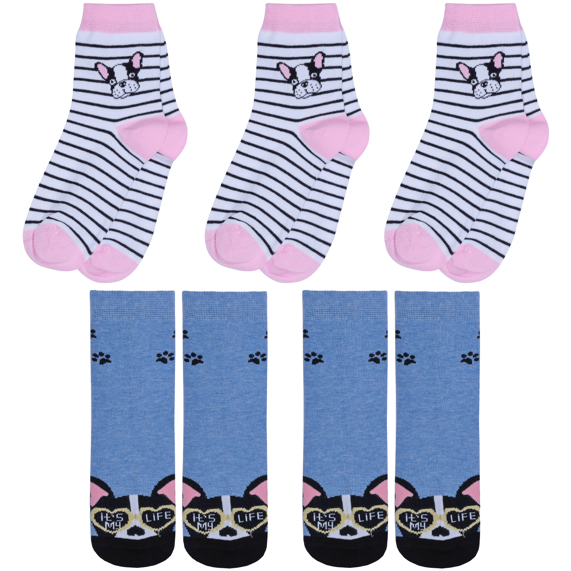 Носки детские Rusocks 5-Д3-13156, белый; розовый; синий, 12-14