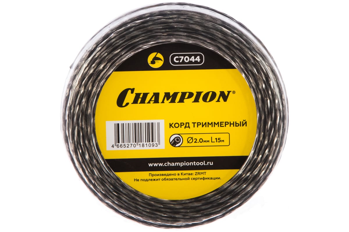 фото Леска для садовых триммеров champion c7044, 2мм, 15м