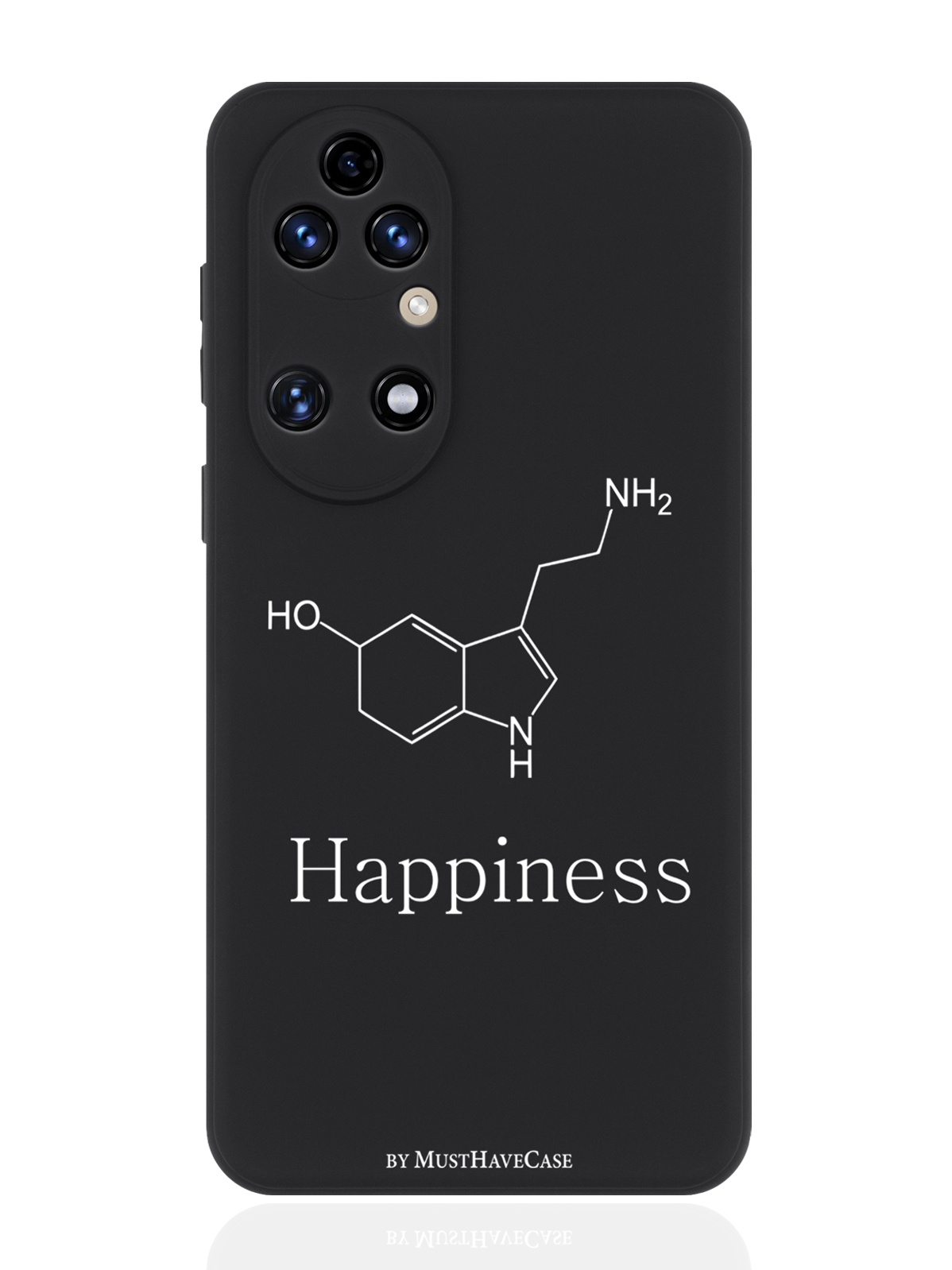

Чехол для смартфона Huawei P50 черный силиконовый Молекула счастья, Черный;белый