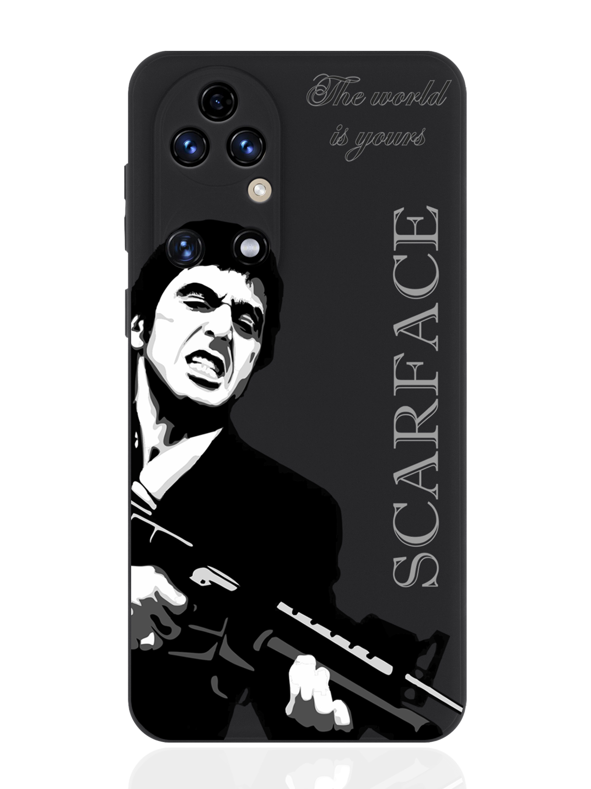 

Чехол для смартфона Huawei P50 черный силиконовый Scarface Tony Montana/ Лицо со шрамом, Серый;черный