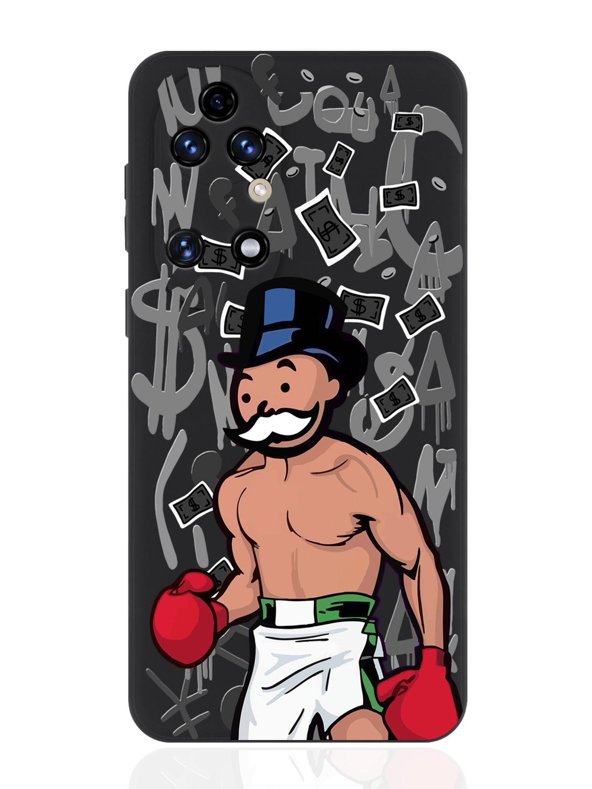 

Чехол для смартфона Huawei P50 черный силиконовый Monopoly Boxing/ Монополия Боксер, Разноцветный