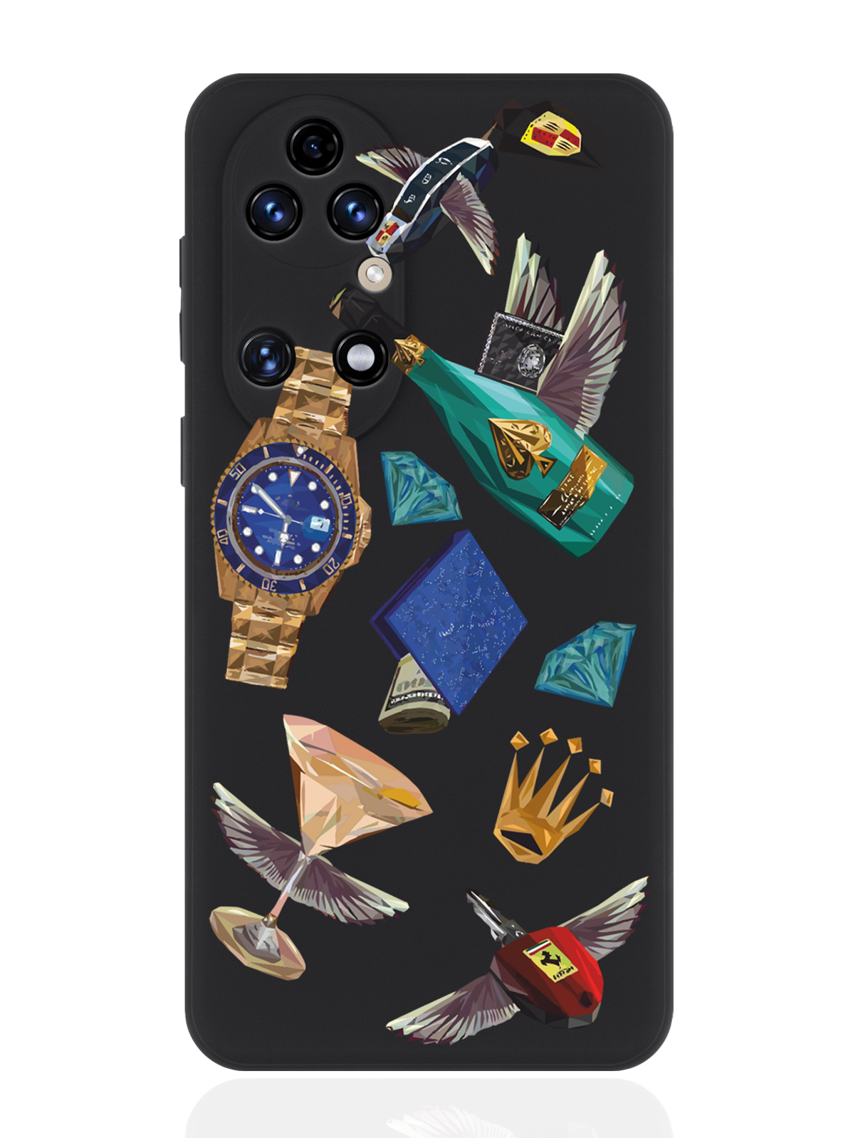

Чехол для смартфона Huawei P50 черный силиконовый Luxury lifestyle, Разноцветный