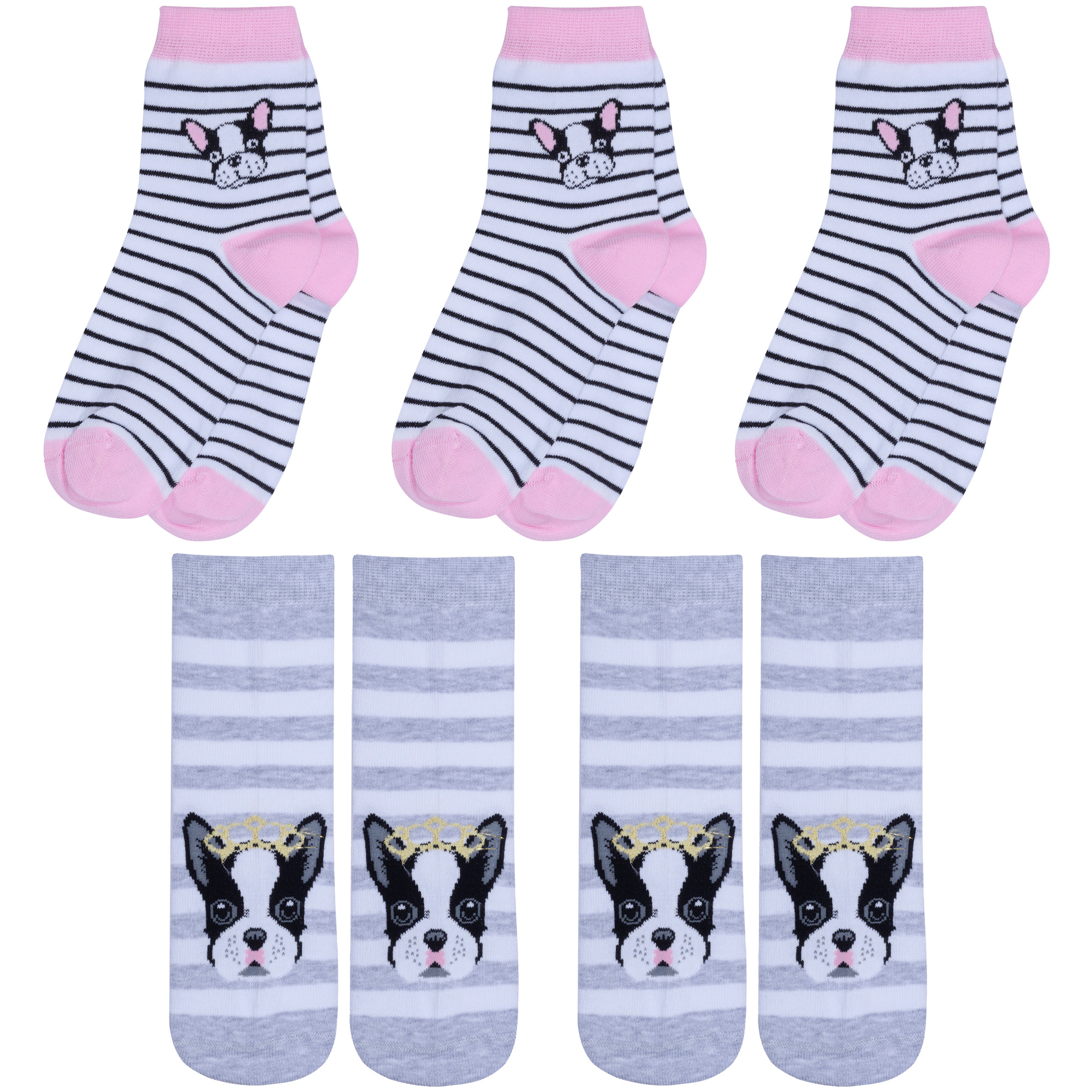Носки детские Rusocks 5-Д3-13156, белый; розовый; серый, 12-14