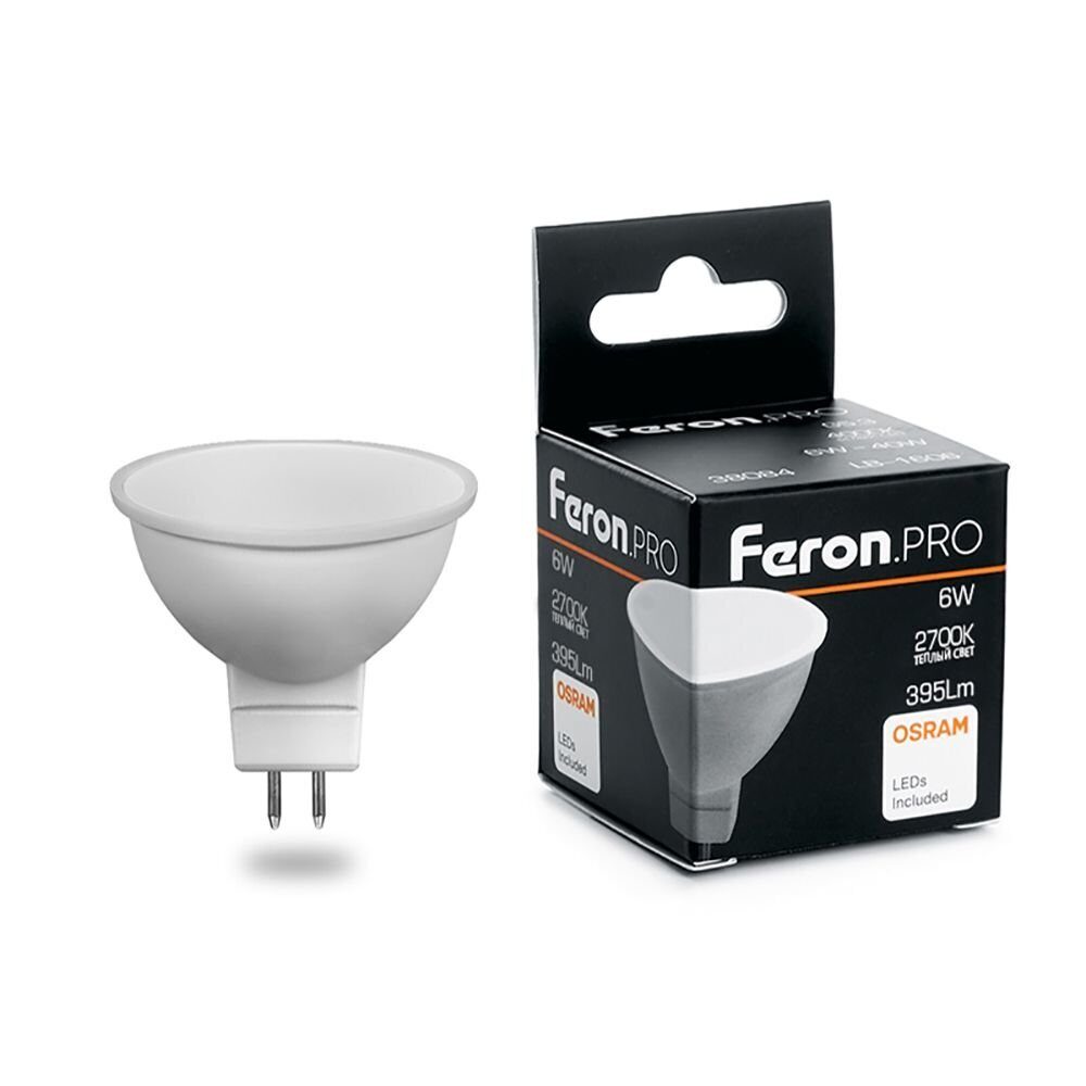 

Лампа светодиодная PRO LB-1606 MR16 G5.3 6W 2700K FERON 38083