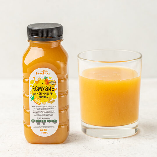 

Смузи ВкусВилл лимон-имбирь-ананас 250 мл