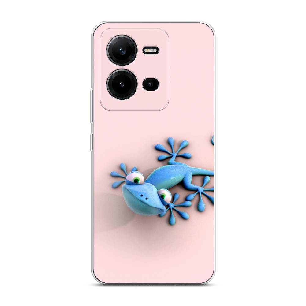 

Чехол Awog на Vivo V25e / Виво V25e "Голубая ящерка", Розовый;голубой;белый