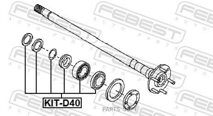 

FEBEST Подшипник задней полуоси комплект NISSAN NAVARA 2007- KIT-D40