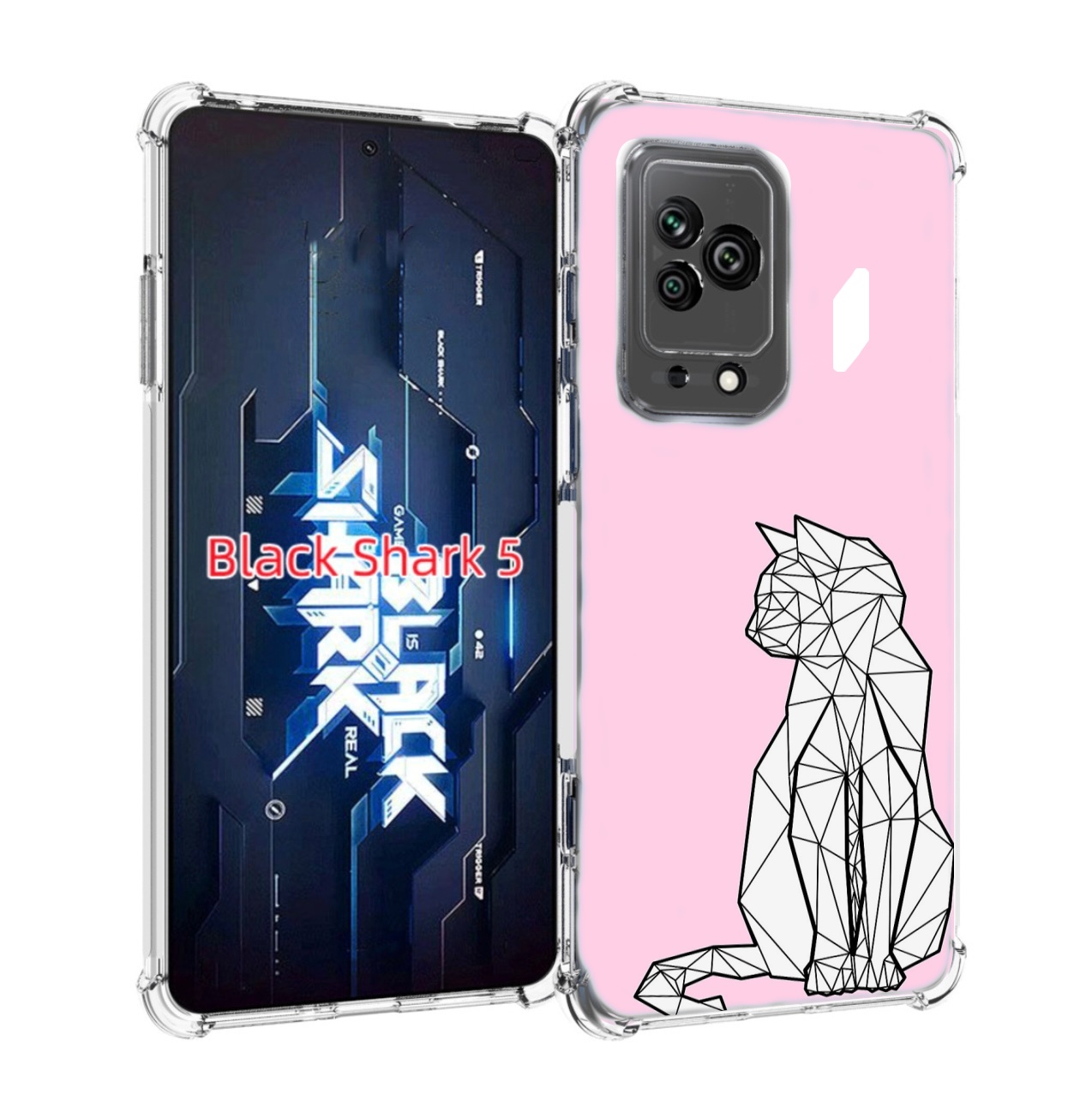 

Чехол MyPads белый котик с гранями для Xiaomi Black Shark 5, Прозрачный, Tocco
