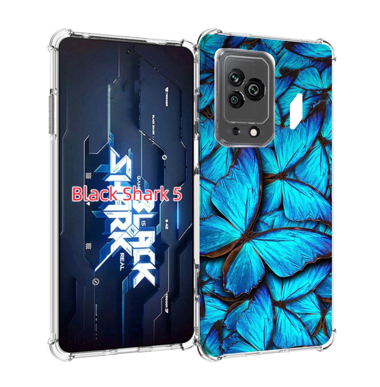 

Чехол MyPads бирюзовые бабочки для Xiaomi Black Shark 5, Прозрачный, Tocco
