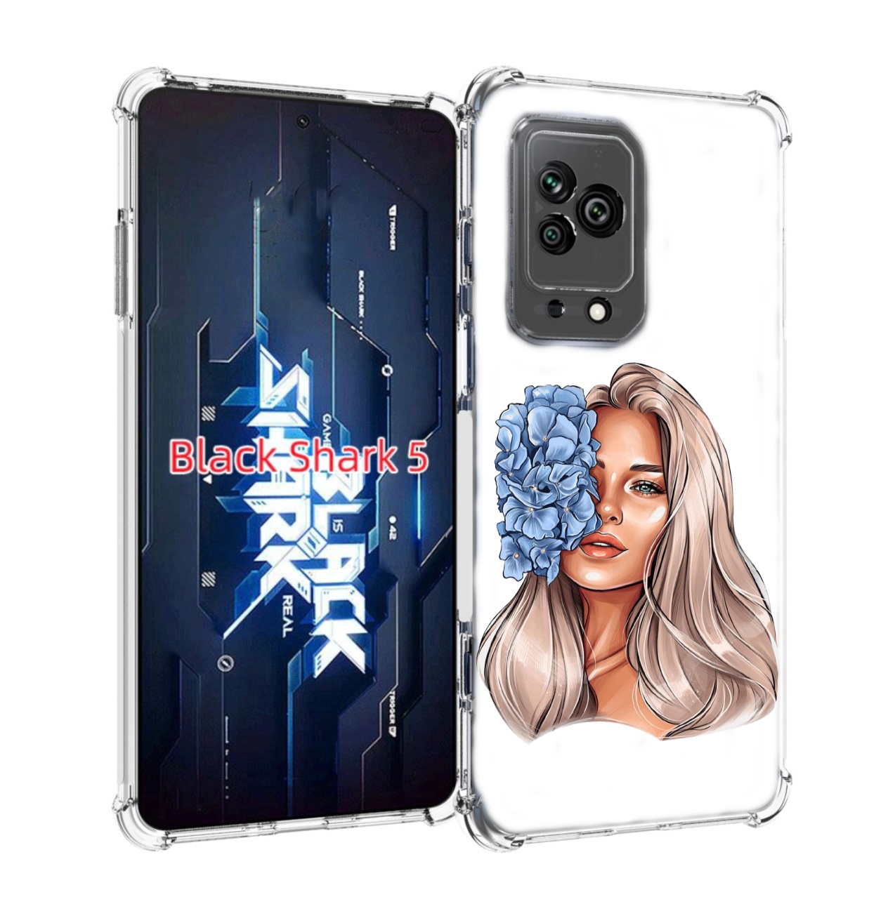 

Чехол MyPads блондинка-с-голубыми-цветами женский для Xiaomi Black Shark 5, Прозрачный, Tocco