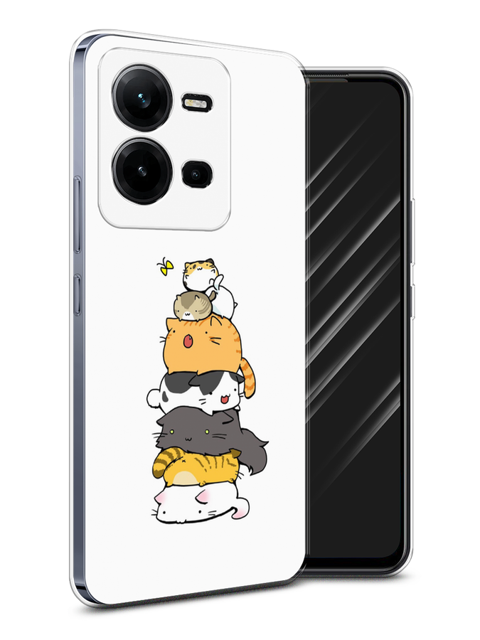 

Чехол Awog на Vivo V25e / Виво V25e "Бутерброд из котиков", Коричневый;белый;серый