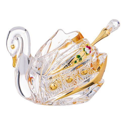 фото Икорница lefard gold glass лебедь 11 х 7 см с ложкой