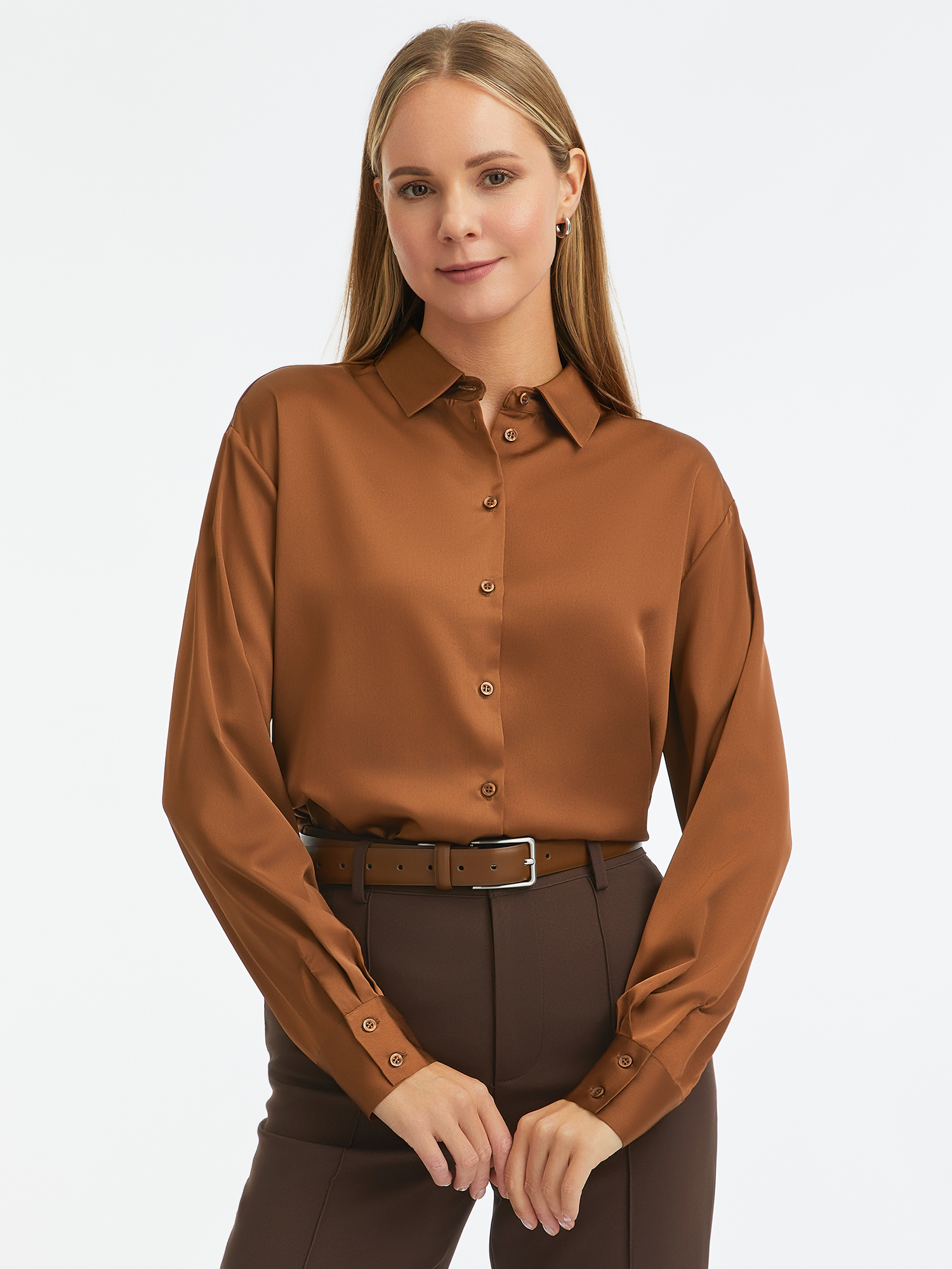 Блуза женская oodji 11411229-1 коричневая 34 EU