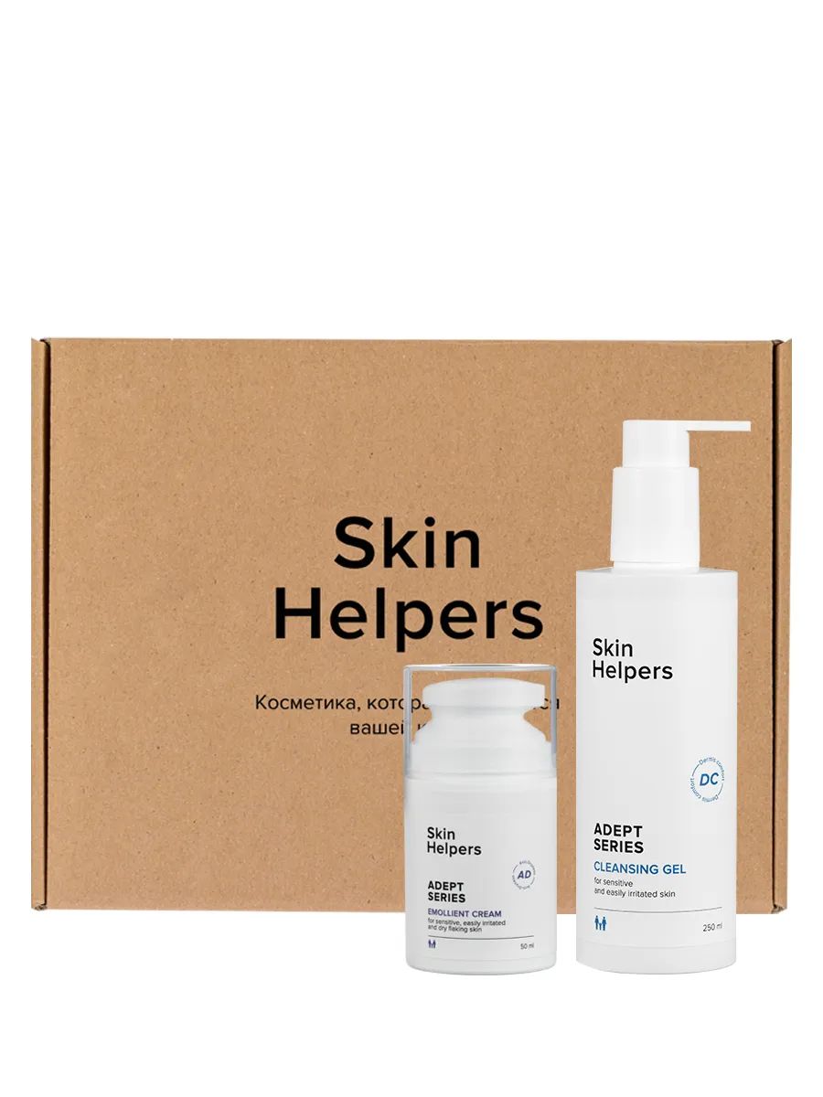 Набор Skin Helpers ADEPT Очищающий гель 250 мл + крем-эмолент 50 мл очищающий крем юванил 803000 50 мл