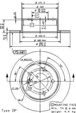 

Диск тормозной задний 280mm окрашенный