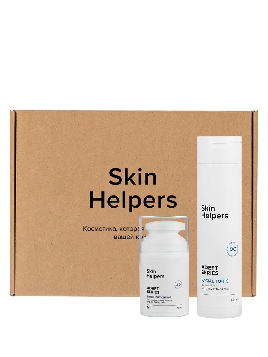 Набор Skin Helpers ADEPT Тоник для лица 200 мл + Крем-эмолент 50 мл подари радость крем для рук 50 0