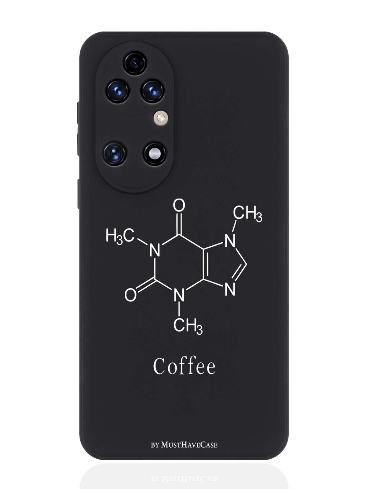 

Чехол для смартфона Huawei P50 черный силиконовый Молекула кофе, Черный;белый