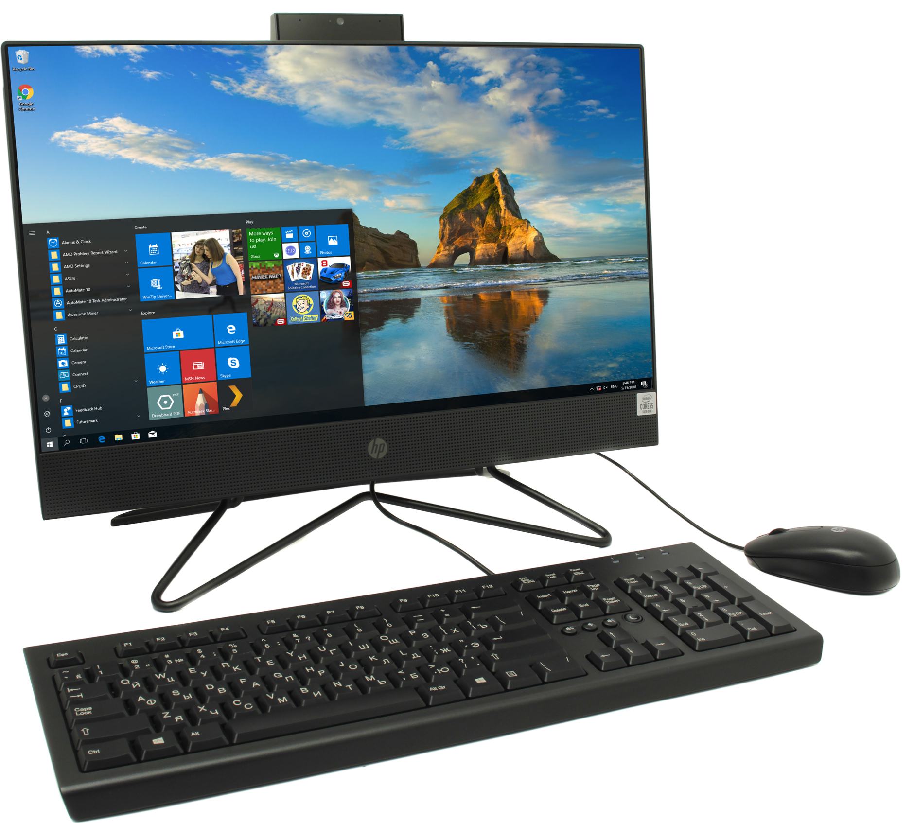 фото Hp 200 g4 all-in-one nt 21,5" fhd/i5-10210u/16gb/256gb ssd/dvd/win10pro/kbd&mouse 205u3es