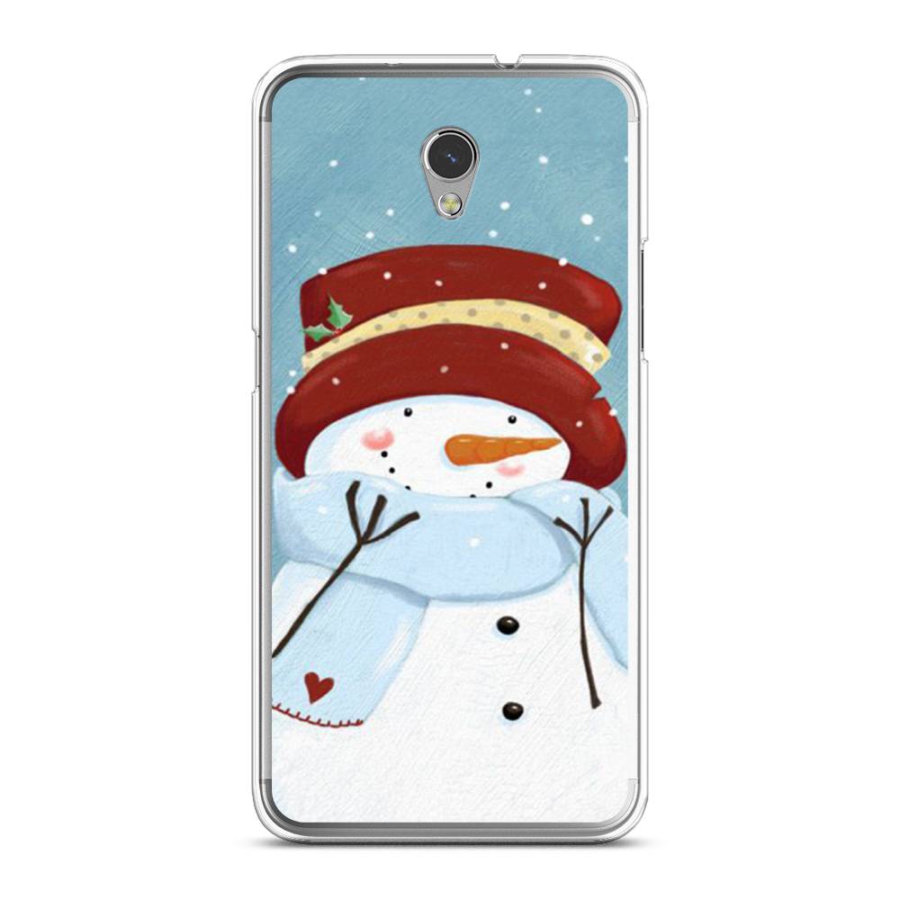

Чехол на ZTE Blade V7 "Застенчивый снеговик", Голубой;белый;красный, 131150-5