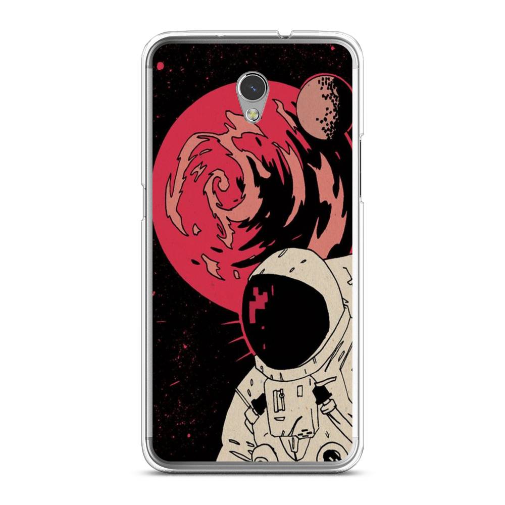 

Чехол на ZTE Blade V7 "Космонавт возле Марса", Черный;красный, 131150-2