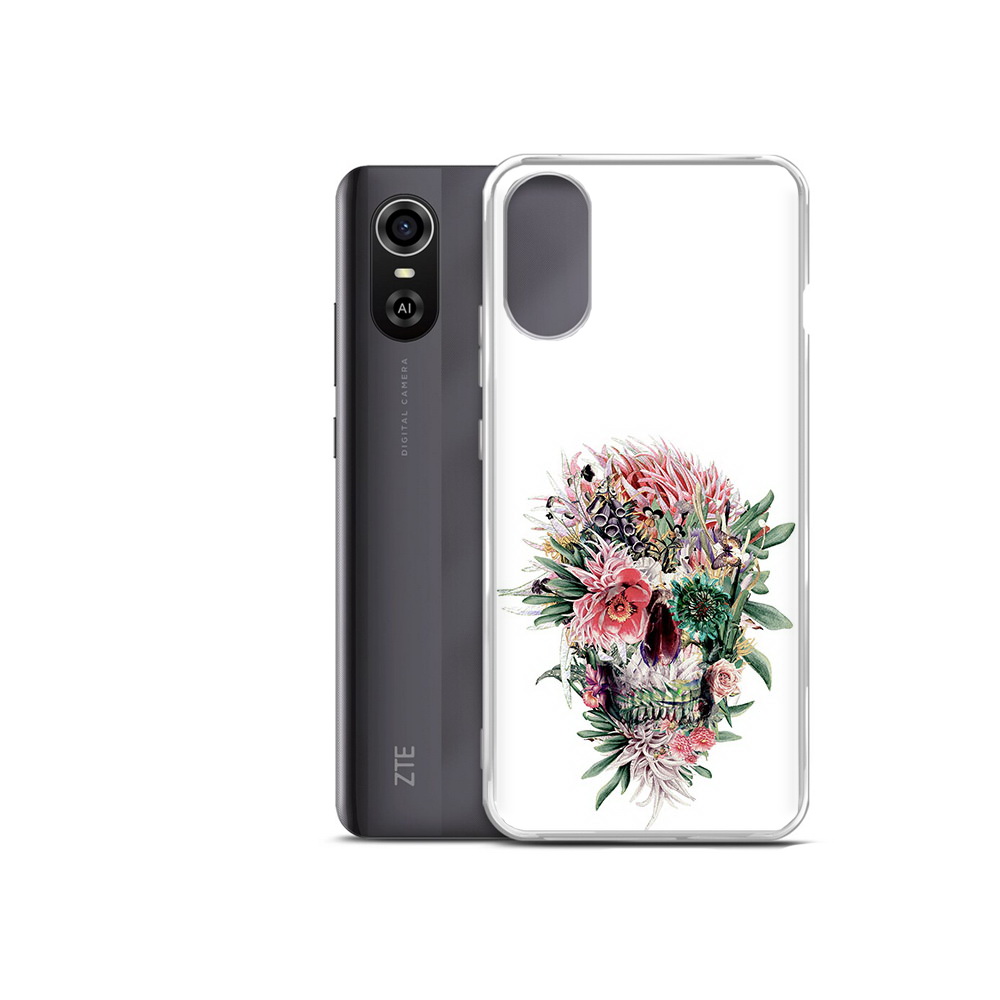 

Чехол MyPads Tocco для ZTE Blade A31 Plus череп из цветов (PT226943.475.677), Прозрачный, Tocco