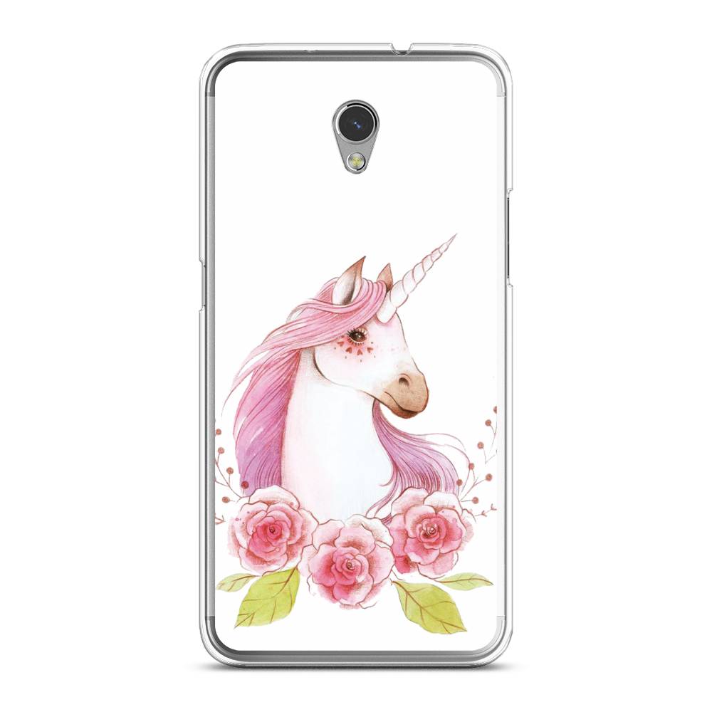 

Чехол на ZTE Blade V7 "Единорог цветы", Белый;розовый;серый, 131150-1