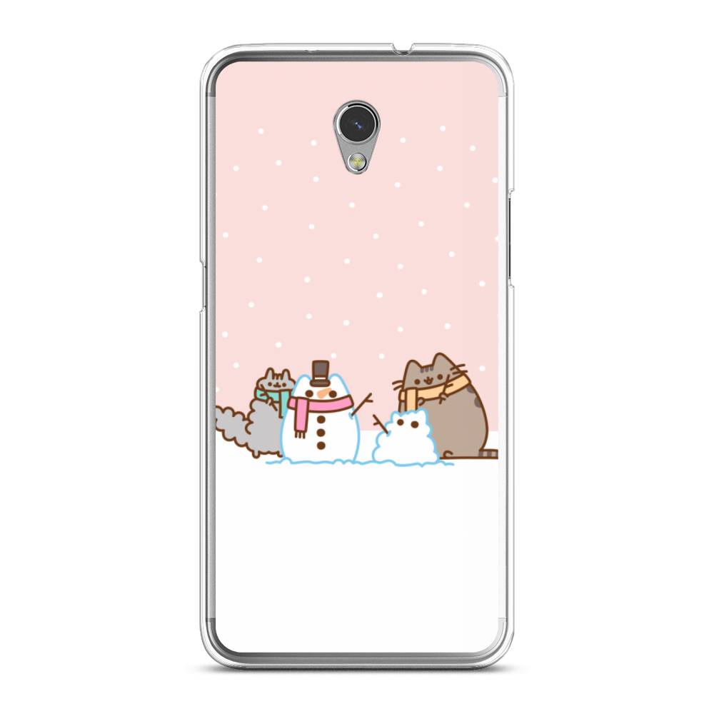 

Чехол на ZTE Blade V7 "Котики в снегу", Розовый;белый;серый, 131150-5