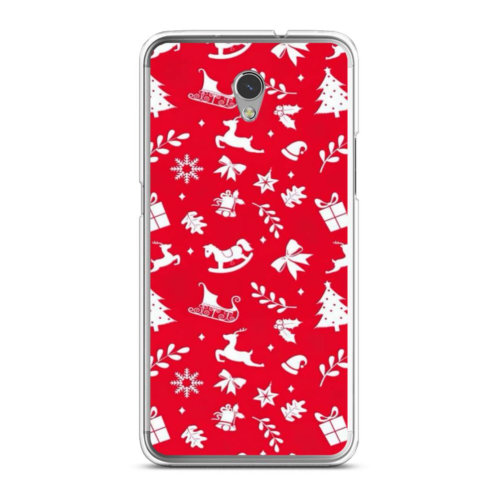 

Чехол на ZTE Blade V7 "Красный новогодний фон", Красный;белый, 131150-5