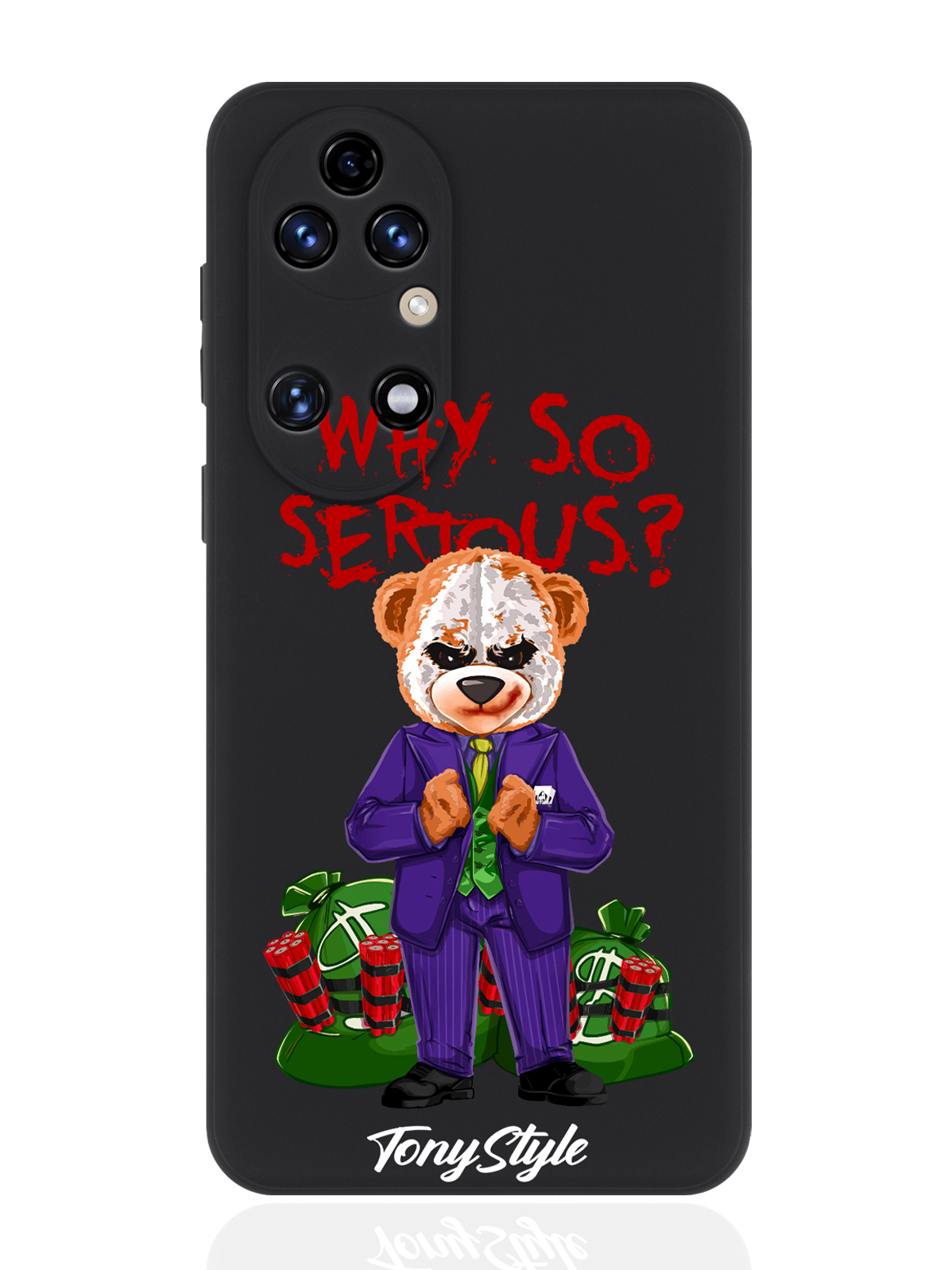 

Чехол для смартфона Huawei P50 черный силиконовый Tony Style Why so serious, Разноцветный