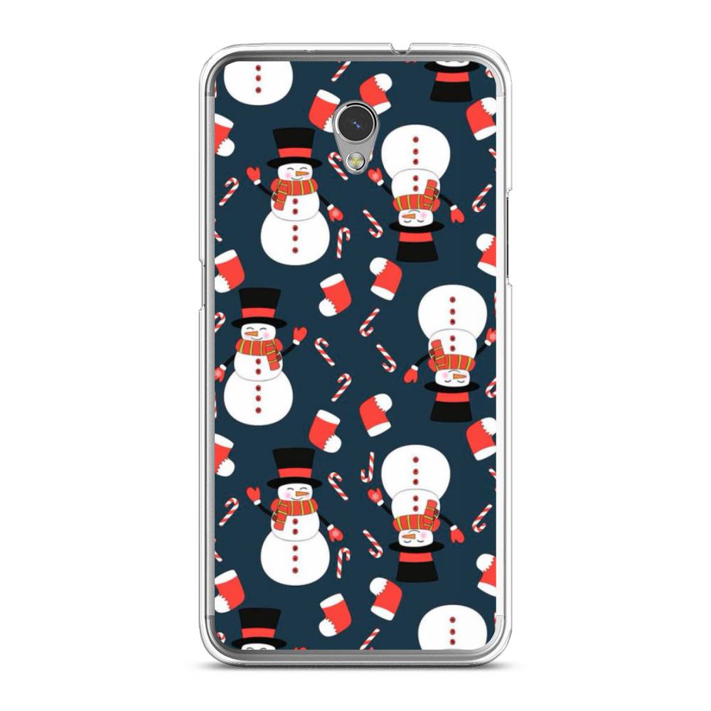 

Чехол на ZTE Blade V7 "Синие снеговики", Синий;белый;красный, 131150-5