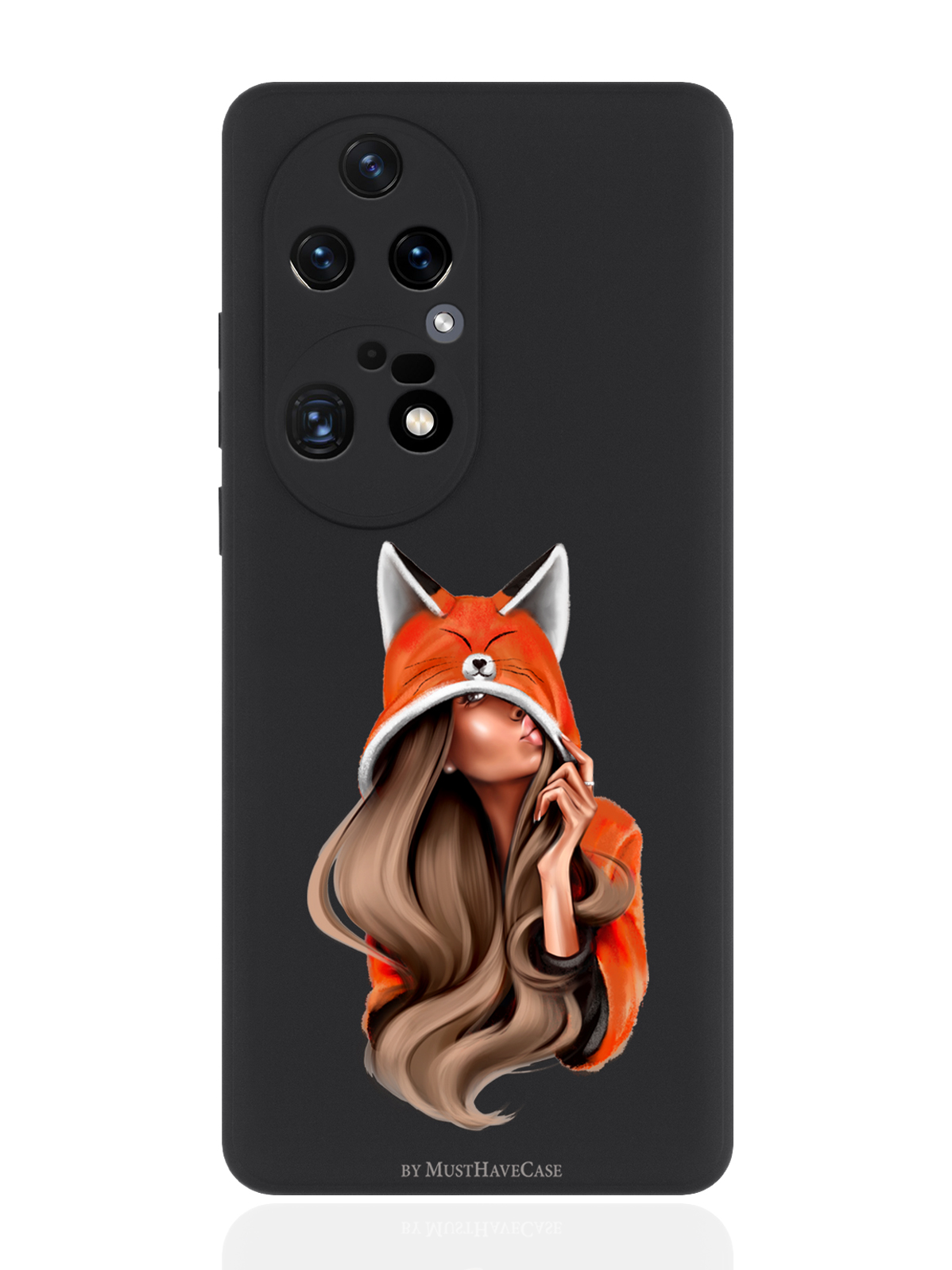 

Чехол для смартфона Huawei P50 Pro черный силиконовый Foxy Girl/ Лисичка, Оранжевый;черный