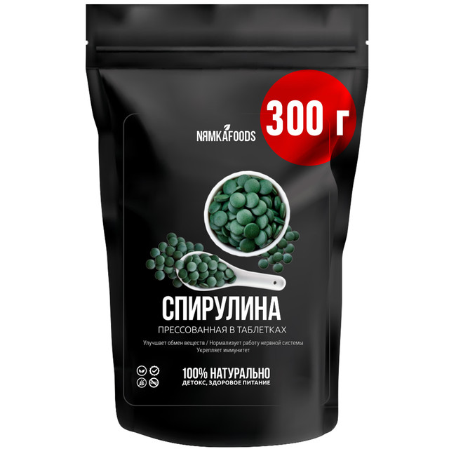 фото Спирулина прессованная в таблетках органическая spirulina superfood, 300 г loluno home