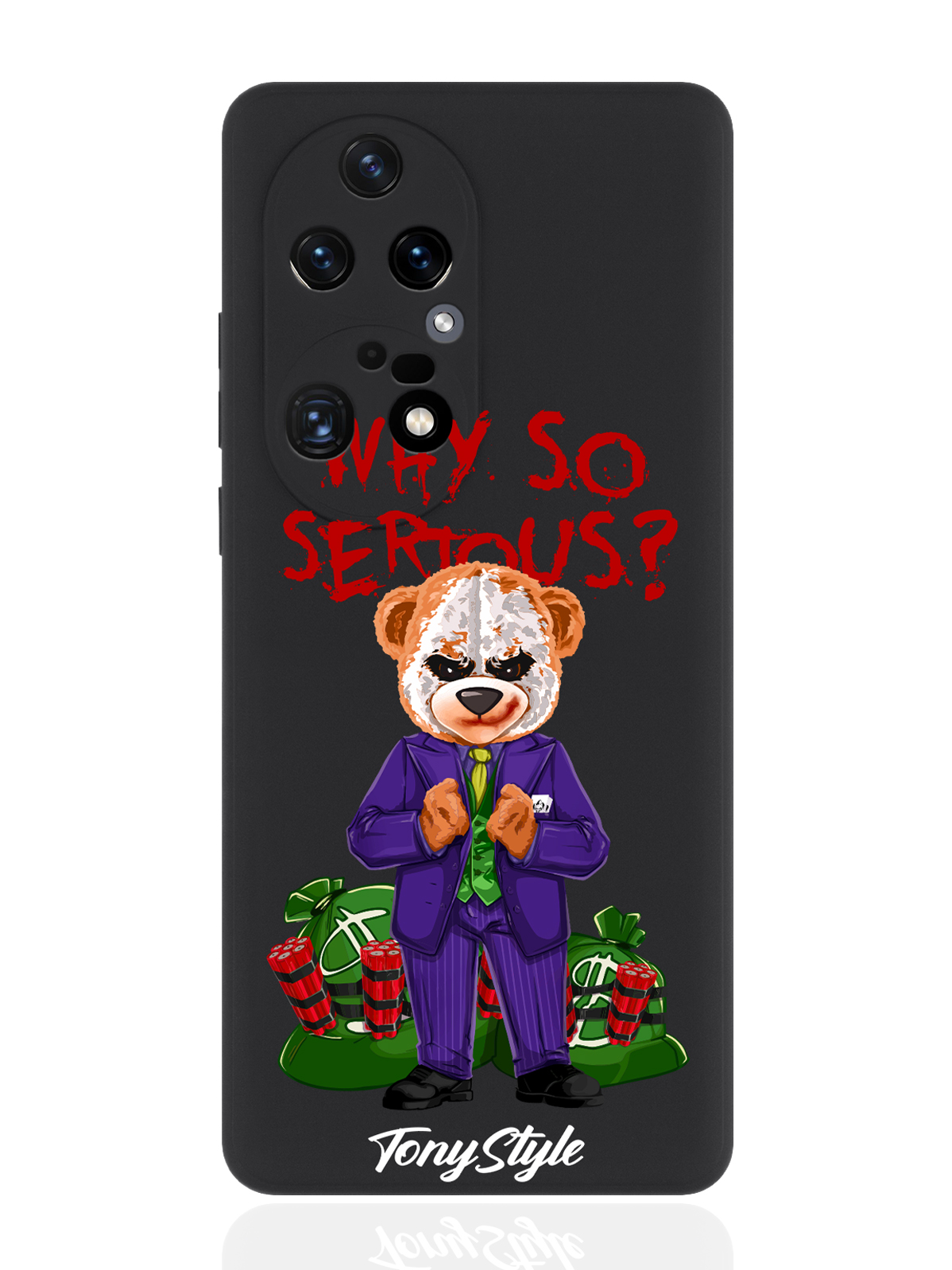 

Чехол для смартфона Huawei P50 Pro черный силиконовый Tony Style Why so serious, Разноцветный