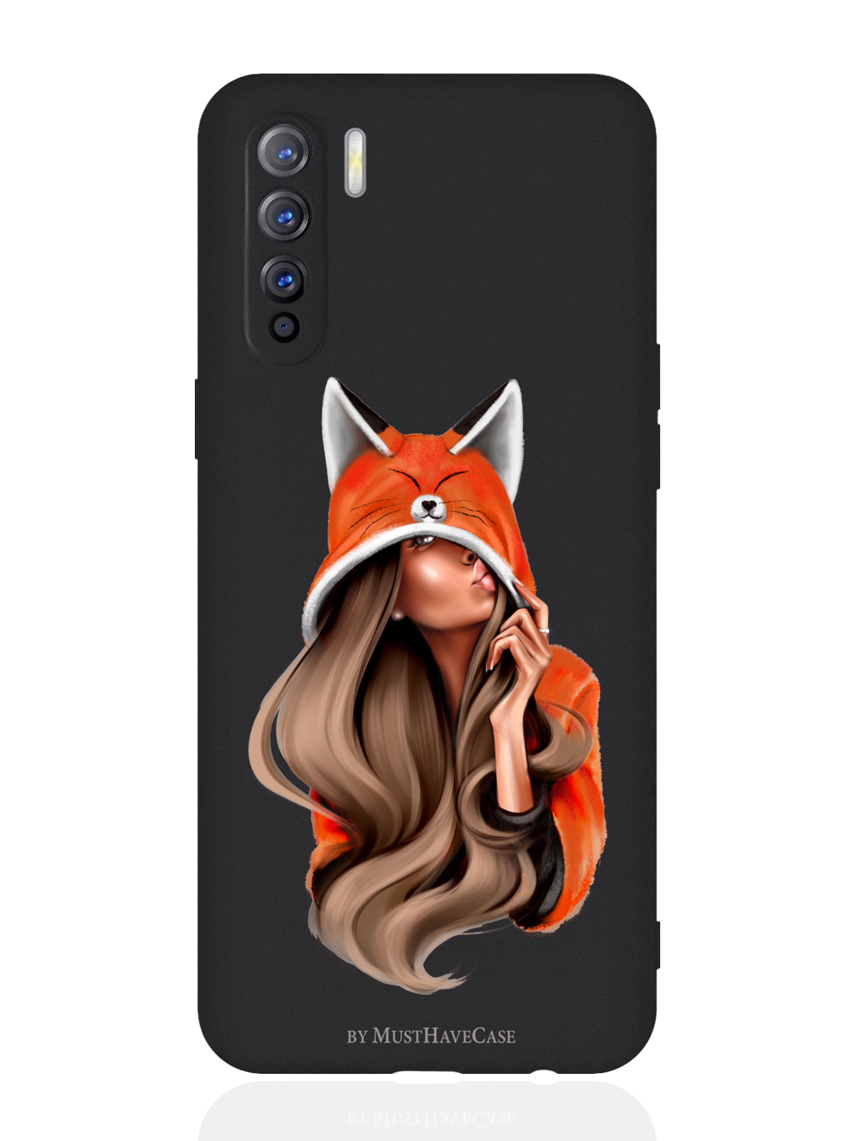

Чехол для смартфона Oppo A91/ Oppo Reno3 черный силиконовый Foxy Girl/ Лисичка, Оранжевый;черный