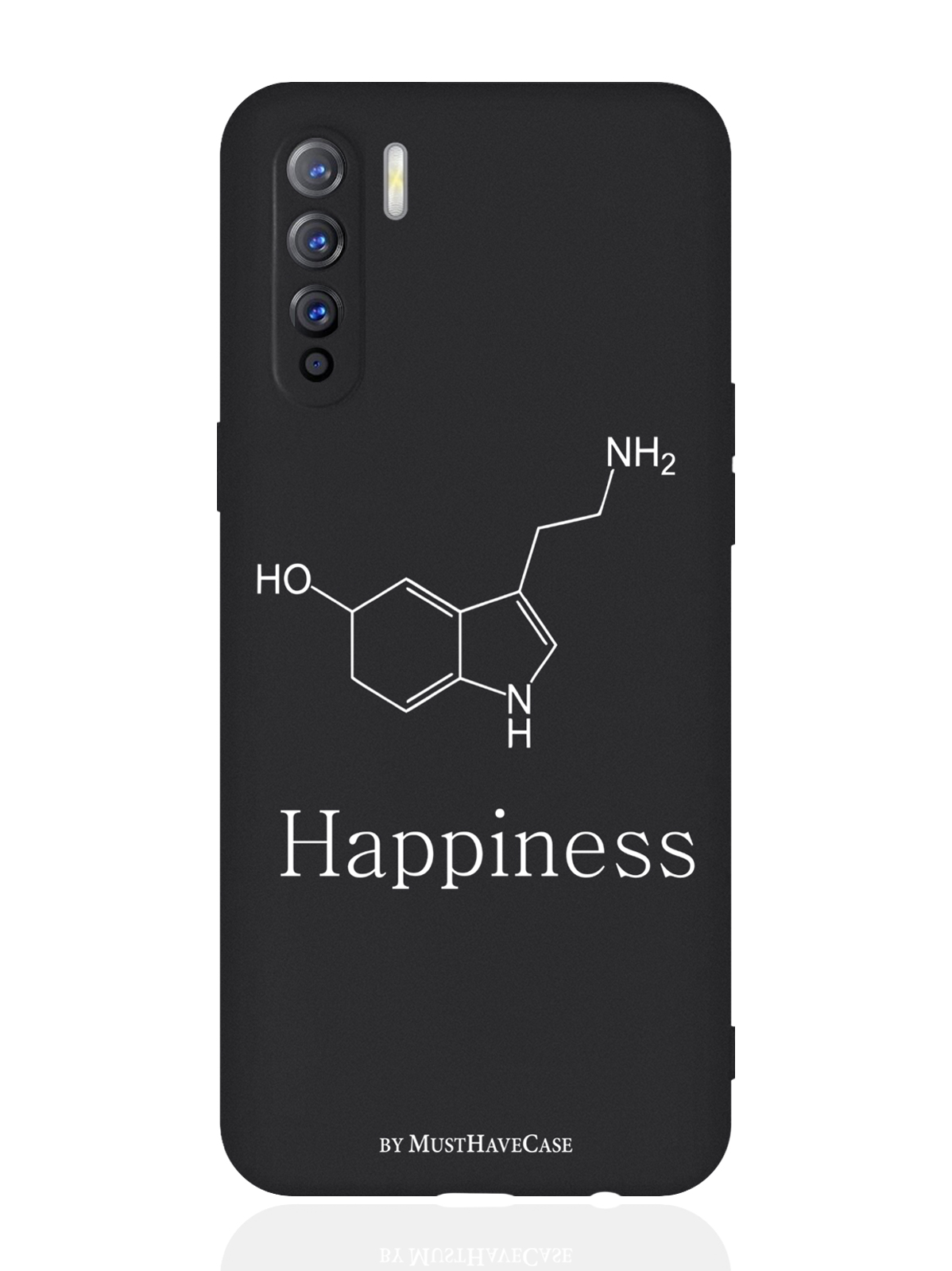 

Чехол для смартфона Oppo A91/ Oppo Reno3 черный силиконовый Молекула счастья, Черный;белый