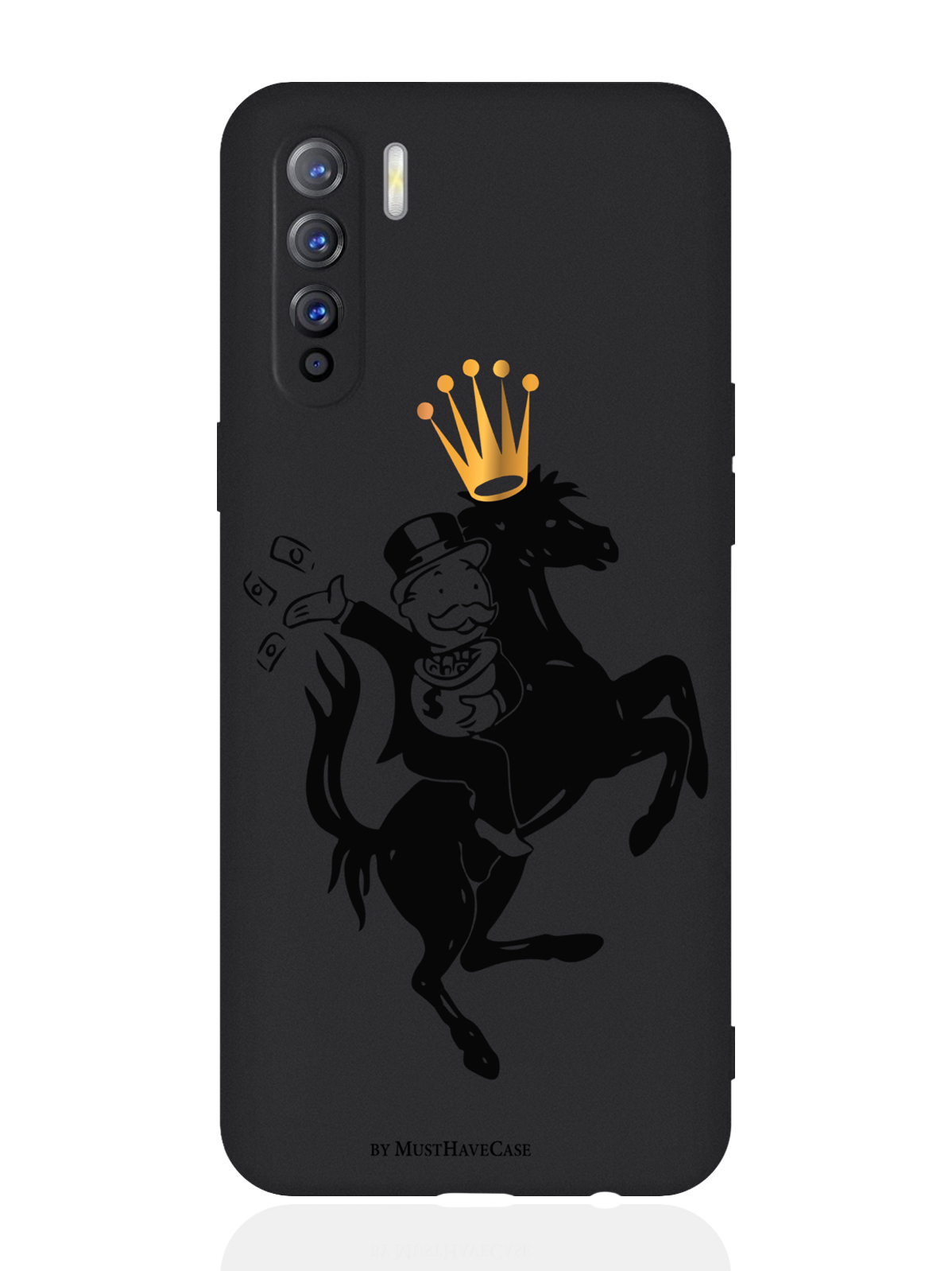 

Чехол для смартфона Oppo A91/ Oppo Reno3 черный силиконовый Monopoly на коне