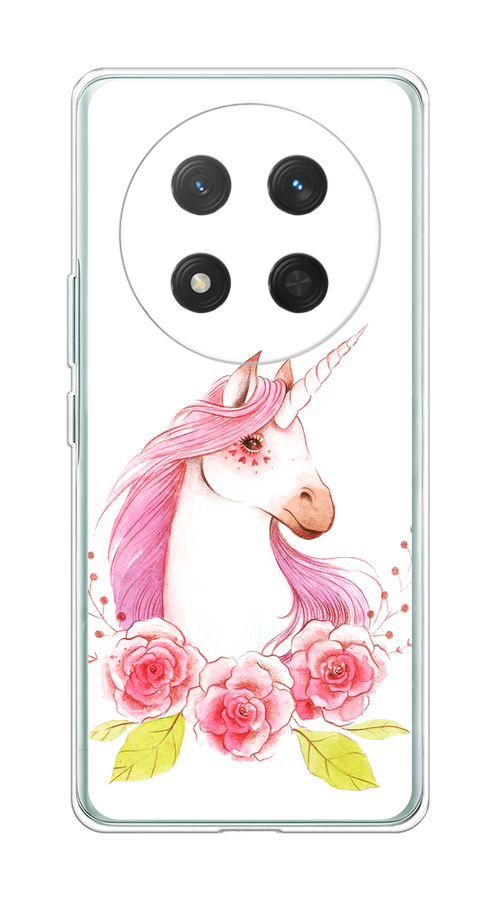 

Чехол на Honor X9C/X60 Pro Единорог цветы, Белый;розовый;серый, 6125350-1
