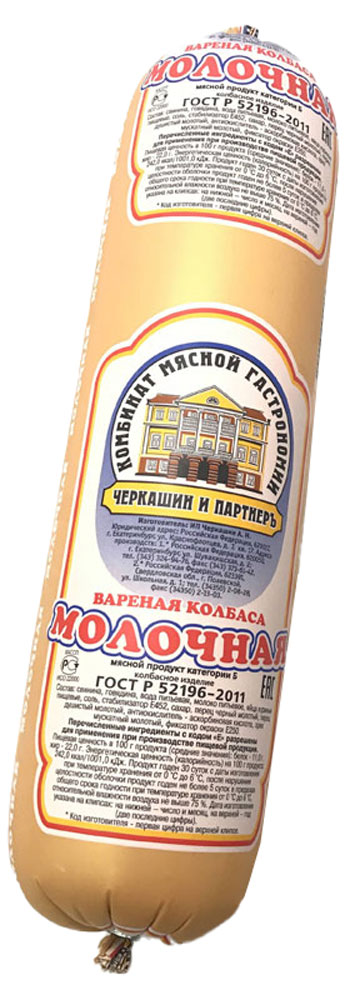 

Колбаса Черкашин и Партнеръ Молочная ГОСТ вареная +-1,75 кг