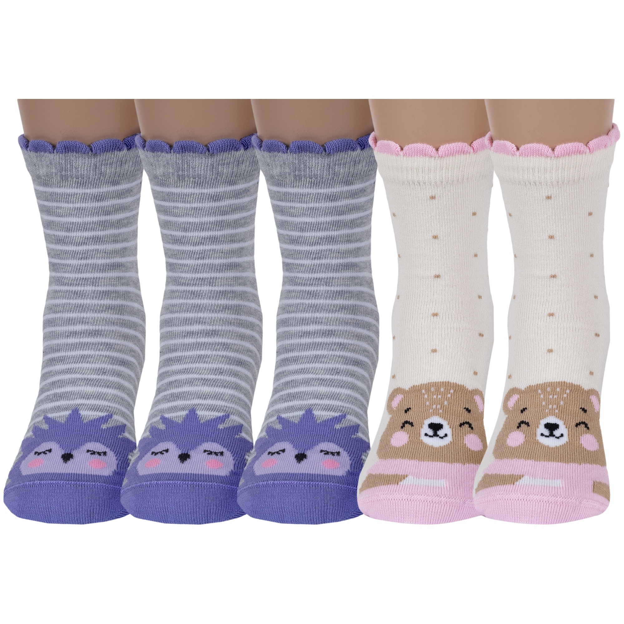 Носки детские Rusocks 5-ДТ-95/1, серый; фиолетовый; бежевый; розовый, 16-18