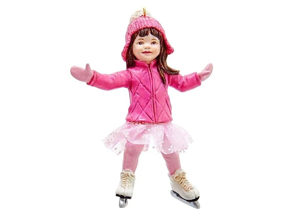 Елочная игрушка Kurts Adler Малышка Хенни на коньках полистоун eli--E0513-1 1 шт. розовый