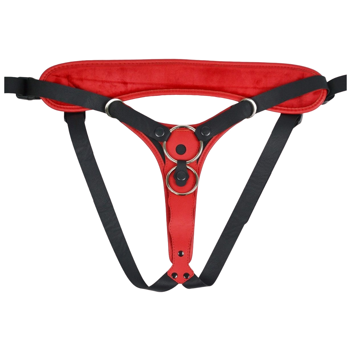 Женский пояс Lovetoy с 2 способами крепления насадок и вагинальной пробкой красно-черный